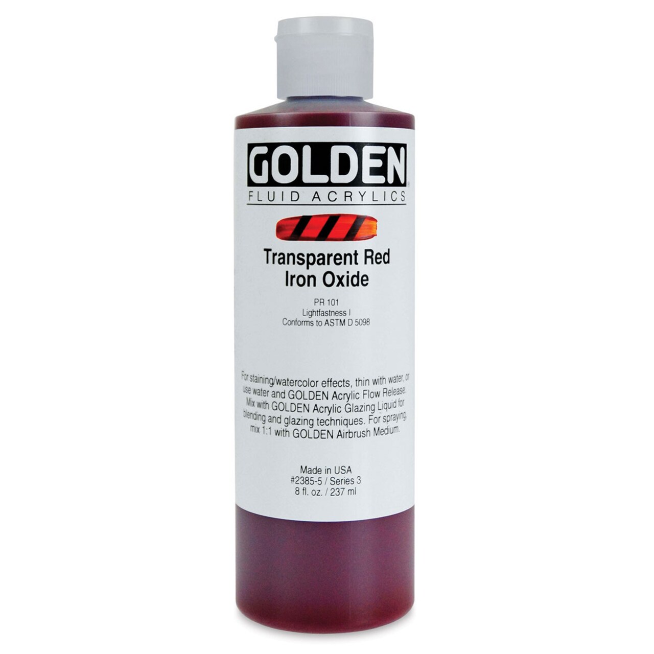 Golden Fluid Acrylics - Transparent Red Iron Oxide, 8 oz bottle